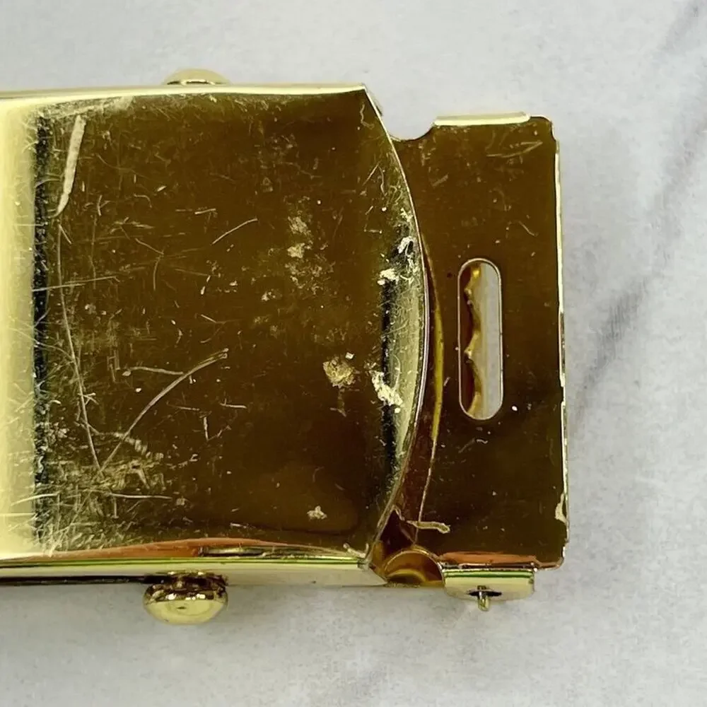 Vintage Gold Tone Web Clamp On Simple Basic Belt Buckle